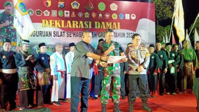 Jaga Kondusifitas Antar Perguruan Silat, Kodim 0817 Gresik Gelar Deklarasi Damai Perguruan Silat Yang Tergabung Dalam IPSI Gresik
