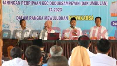 Sosialisasi persiapan pekerjaan perluasan Sistem Penyediaan Air Minum (SPAM) jaringan perpipaan DAK Umbulan, Rabu (01/03/2023).