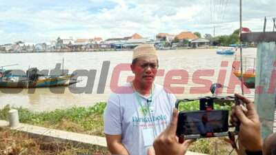 Kepala Desa Randuboto Andhi Sulandra saat diwawancarai awak media usai kunjungan studi DAK Integrasi 67 perwakilan Kabupaten Kota, Rabu (10/5/2023).