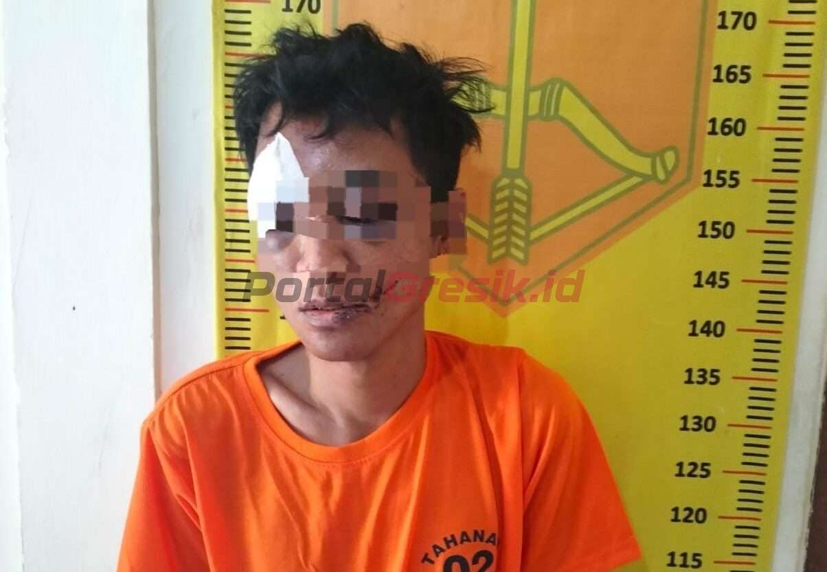 Maling motor tanpa indetitas yang berusia 35 tahun berhasil diringkus oleh Polsek Kebomas bersama warga