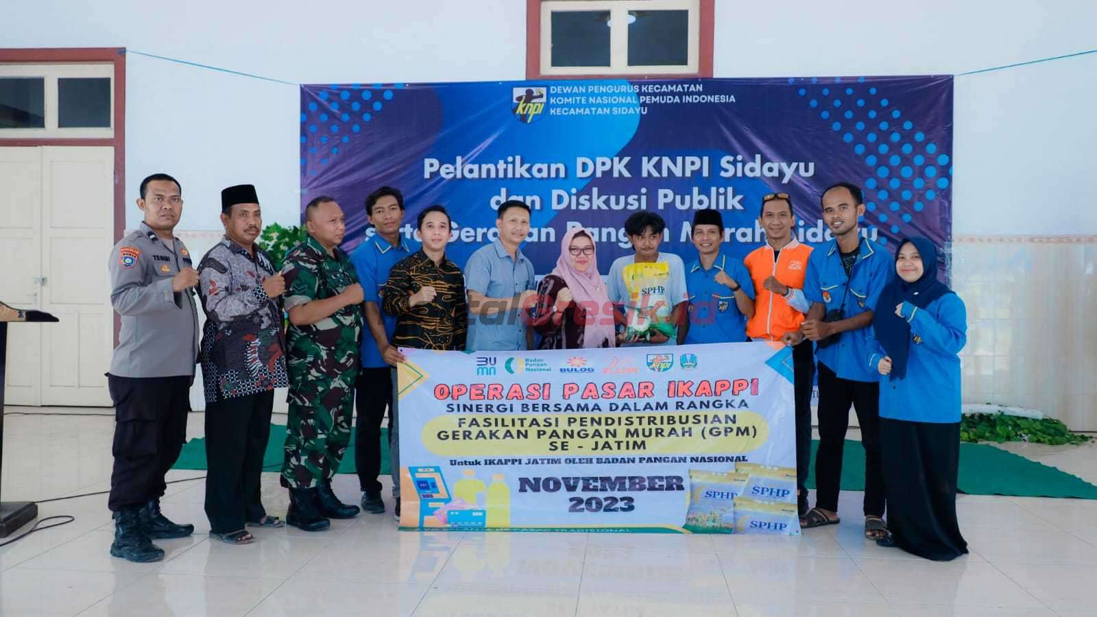 Wakil Bupati Gresik Aminatun Habibah, saat menghadiri pelantikan Dewan Pengurus Kecamatan Komite Nasional Pemuda Indonesia (DPK KNPI) Kecamatan Sidayu masa bakti 2023-2026, Minggu (26/11/2023).