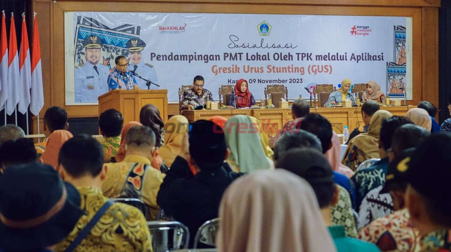 Sosialisasi pendampingan PMT lokal oleh TPK melalui aplikasi GUS di Kantor Bupati Gresik, Kamis (9/11/2023).