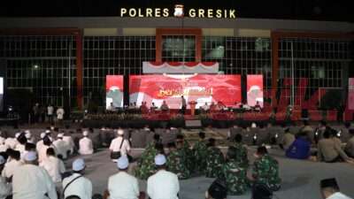 Jaga Pemilu Damai di Gresik, Polres Gresik Gelar Sholawat dan Doa Bersama