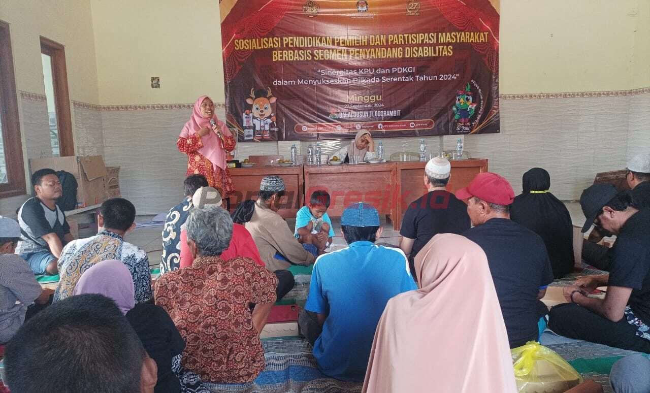 Komisi Pemilihan Umum (KPU) Kabupaten Gresik menggelar sosialisasi dan pendidikan pemilih pada pemilihan Gubernur dan Bupati Serentak 2024, Minggu (22/9/2024).