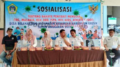Cegah Masyarakat Terjangkit Penyakit Menular, Pemdes Belahanrejo Gelar Sosialiasi Bahaya Penyakit Menular