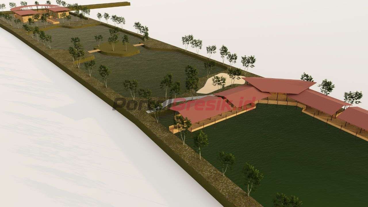 Design wisata Desa Dreamland Panca Warna Desa Indrodelik, Kecamatan Bungah, Gresik.