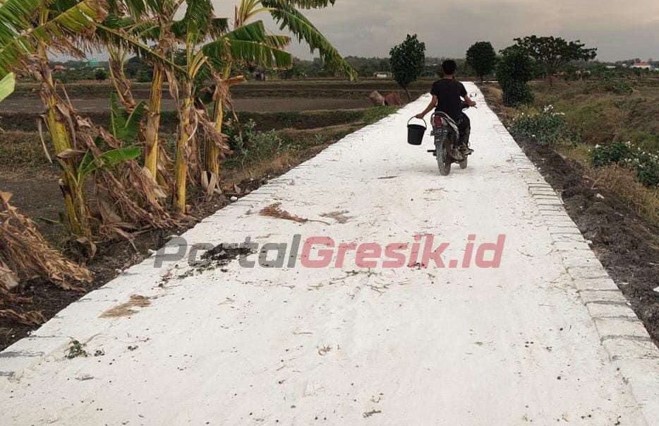Pembangunan Jalan Usaha Tani di Desa Pegundan Gresik.