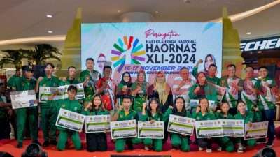 KONI Gresik Beri Reward Atlet Peraih Medali PON pada Puncak Haornas ke-41 di Icon Mall Gresik