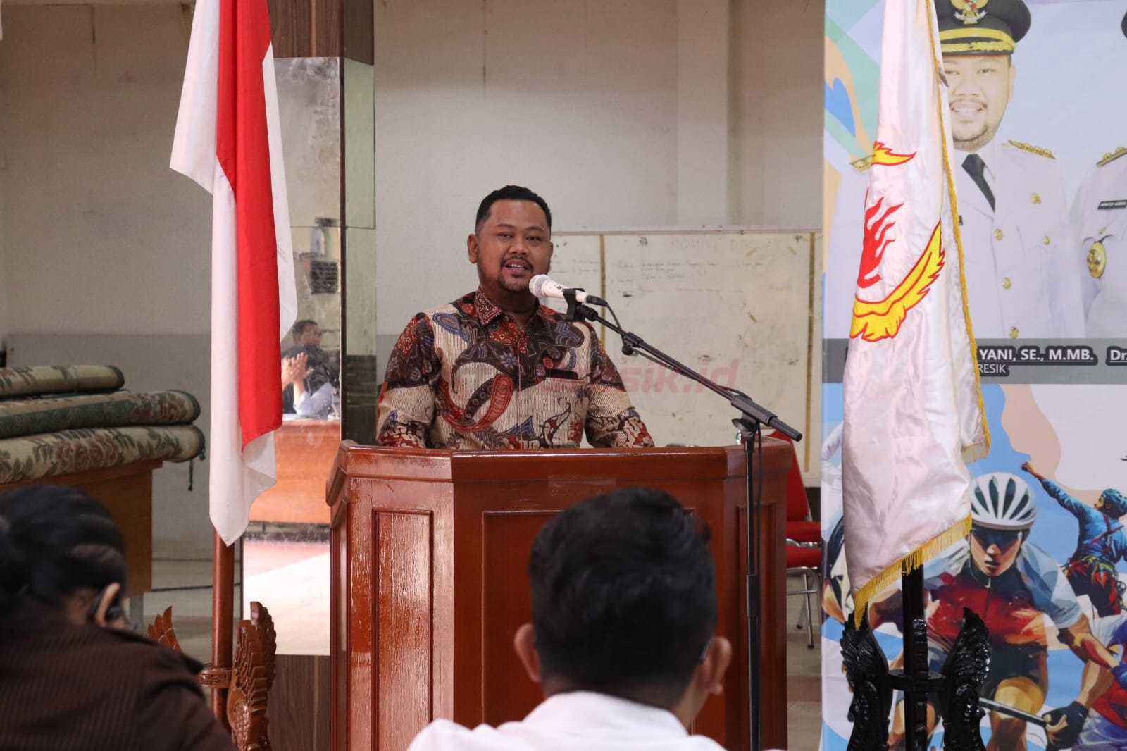 Bupati Gresik, Fandi Akhmad Yani, dalam Musyawarah Olahraga Kabupaten (MUSORKAB) KONI Gresik 2025 yang digelar hari ini, Selasa (11/2).