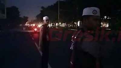 Polres Gresik saat melakukan patrol pengamanan bulan Ramadhan di beberapa titik wilayah hukum Polres Gresik