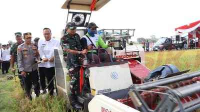 Wakil Bupati Gresik, dr. Asluchul Alif, memimpin langsung panen raya yang dipusatkan di Desa Mulung, Kecamatan Driyorejo, Senin (7/4/2025).