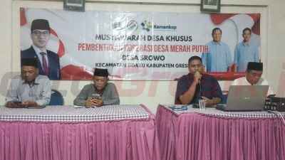 Musyawarah Desa Pembentukan pengurus Koperasi Desa Merah Putih, Pemdes Srowo Kecamatan Sidayu.