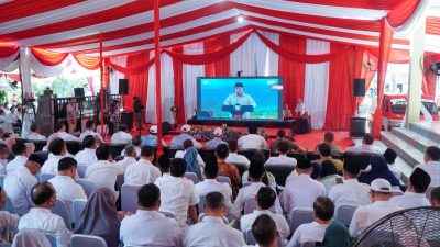 Pemerintah Kabupaten Gresik Bersama dengan seluruh pengurus Koperasi Merah Putih saat mengikuti daring meating peluncuran kelembagaan 80.000 Unit Koperasi Desa/Kelurahan Merah Putih oleh Presiden RI Prabowo Subianto.