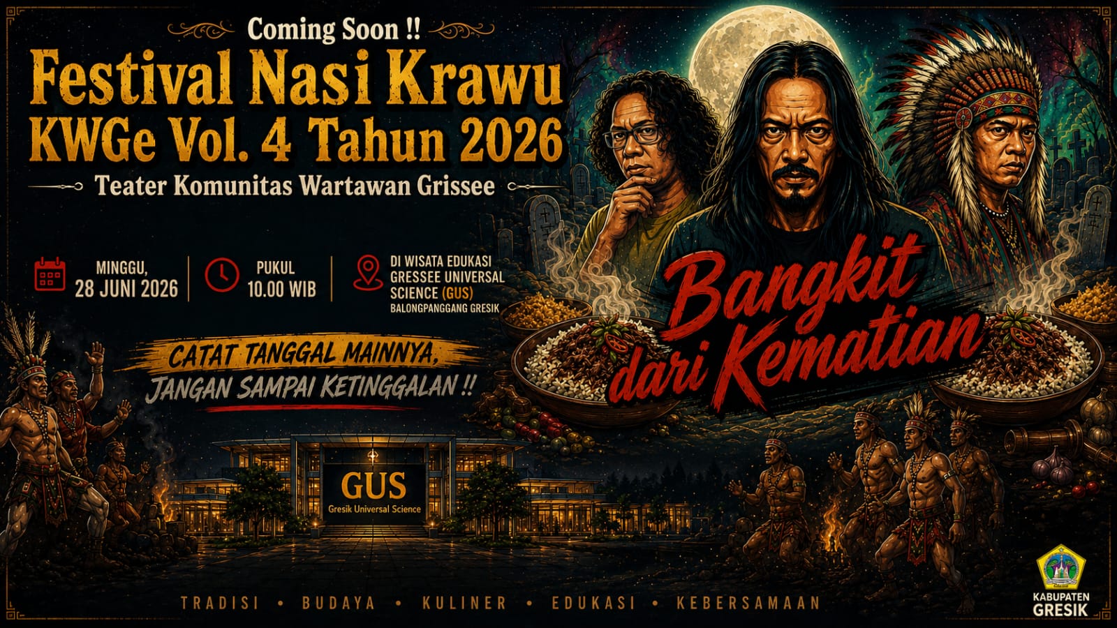 Teater KWGe ‘Bangkit dari Kematian’ Siap Guncang Festival Tumpeng Nasi Krawu 2026