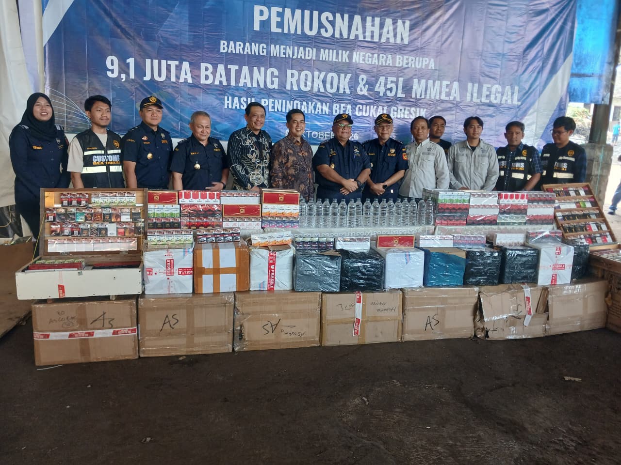Bea Cukai Gresik Musnahkan 9,1 Juta Rokok Ilegal, Cegah Kerugian Negara Rp6,85 Miliar